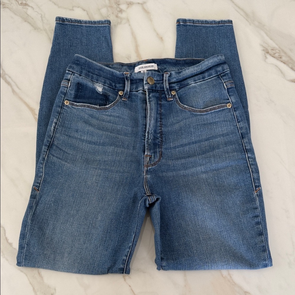 GOOD AMERICAN Women’s High-Rise Blue Denim Jeans